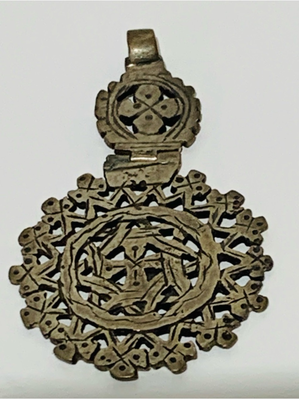 Antique Handcrafted Ethiopian Coptic Cross Pendant 1.75” x 2.5” (#15)